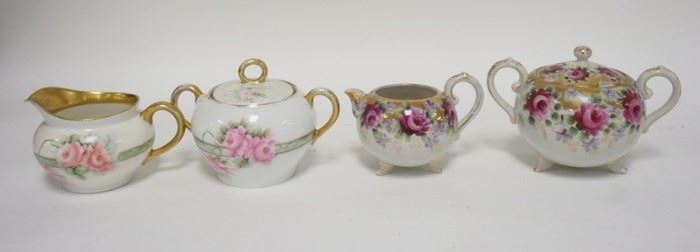 1273	2 HAND PAINTED CREAMER & SUGAR SETS, ONE IS THOMAS
