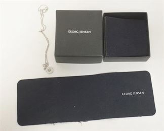 1320	GEORG JENSEN STERLING SILVER NECKLACE IN ORIGINAL BOX, ENAMELED PENDANT

