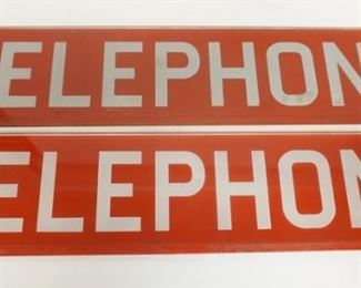 1322	2 GLASS TELEPHONE BOOTH SIGNS, 22 1/4 IN X 4 1/2 IN
