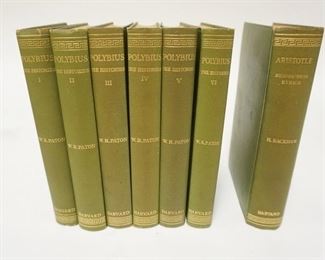 1323	7 BOOKS HARVARD UNIVERSITY PRESS, ARISTOTLE NICOMACHEAN ETHICS & 6 VOLUMES POLYBIUS THE HISTORIES
