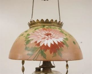 1325	VICTORIAN HANGING LAMP W/HAND PAINTED SHADE, APPROXIMATELY 30 IN HIGH
