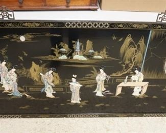 1329	LARGE ASIAN WALL PLAQUE W/HAND PAINTED & RELIEF DECORATIONS, 60 IN WIDE X 30 IN HIGH
