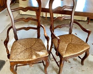 Pair of rush, ladder back chairs