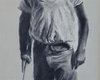Large charcoal drawing of a young boy 1964. This amazing!