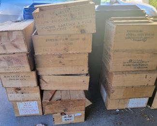 Collection of vintage wooden wine crates. From $5.00 each.
