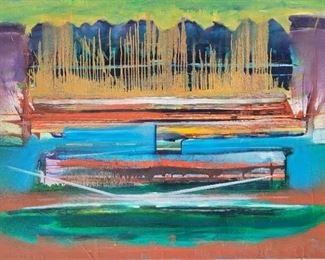 Mike Kranz abstract expressionist painting. 48" x 72". Chicago artist 1990s.