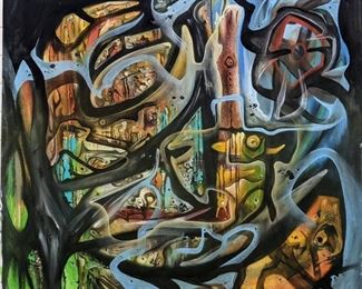 40" x 40" oil painting by Mike Kramz. 1990s.