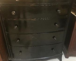Chest of Drawers 
6 drawers (2 open on top tier)
Measures 45”(h) and 35”(l)