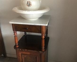 Marble Top Vintage Set, walnut and beech construction