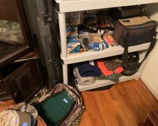 Lots of hunting and fishing paraphernalia 