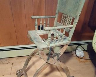 Antique Baby High Chair on wheels