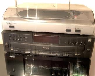 Denon receiver, record player