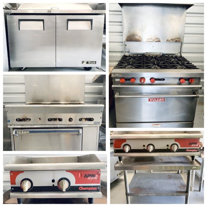 Vulcan Commercial Oven/Range - Commercial Refrigerated Prep Table - Commercial Griddles - U.S. Range Commercial Range - 4 Table Bases - Etc.