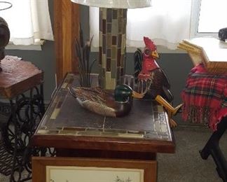 Custom tiled side table end table lamp