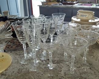 Crystal and glass barware goblets champagne