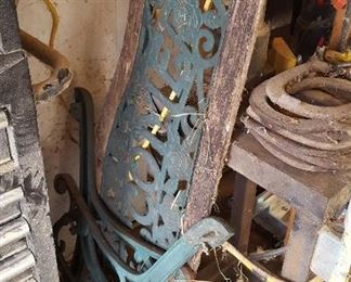 Unassembled park bench iron