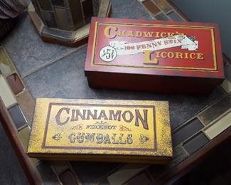 Reproduction tin General Store boxes
