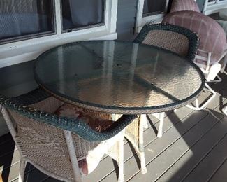 Wicker round patio table and chairs