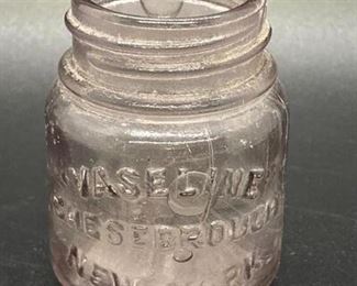 Antique Small Glass Vaseline Brand Jar No Lid