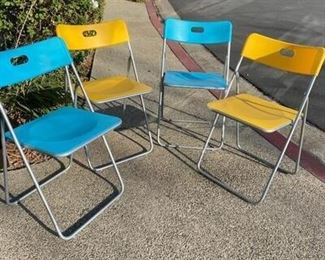 Lot of 4 IKEA Blue and Yellow Folding Chairs