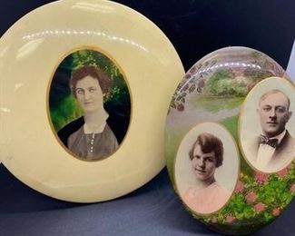 Pair of Antique Colorized Easel Back Button Style Photos