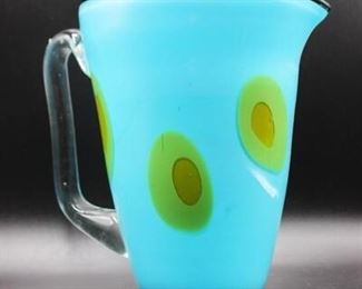 Peacock Eye Murano Glass Water Iced Tea Pitcher