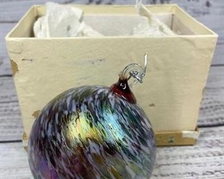Rainbow Colored Blown Glass Hanging Ornament