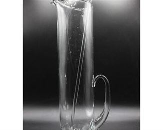 Vintage Clear Blown Glass Iced Tea Pitcher with Stir Stick