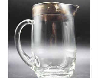 Vintage Dorothy Thorpe Glass Silver Band Pitcher