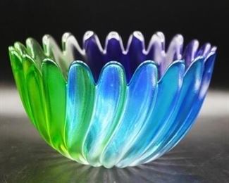 Vintage Siebenstern Style Translucent Gradient Art Glass Decorative Bowl