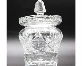 Vintage Small Etched Designed Heavy Crystal Glass Jar
