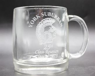 York Suburban HS Pennsylvania Class of 1973 25th Reunion Commemorative Glass Mug Cup