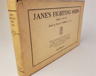 1942 / 1943 Jane's Fighting Ships Francis McMurtie published by Macmillan with rare dust jacket. Over three thousand photographs and other illustrations. Approximately 13-⅛" by 8-⅜"