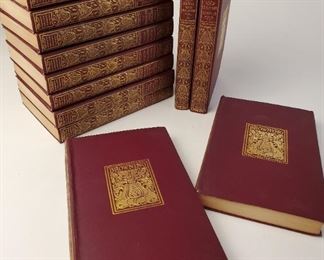 1898 complete twelve volume set works of Robert Browning published by Thomas Y Crowell. Dark red covers with gold highlights. Approximately 6-⅛" by 4"