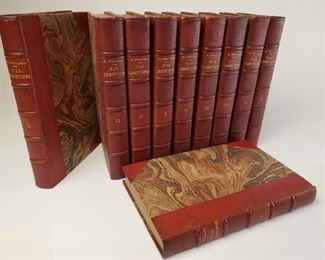 Romain Rolland Jean-Christophe ten volumes published in Paris. No copyright date. Gift inscription of 1913 written in volume 2. Approximately 7-½" by 5"