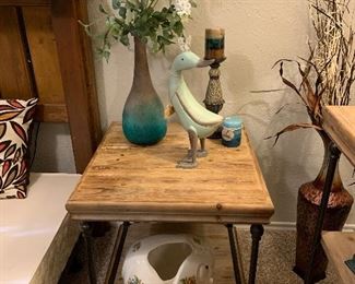 matching wood and iron end table