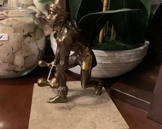 solid brass Mayan dancer on Onyx base from Cancun