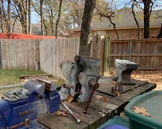 vintage vise and anvil