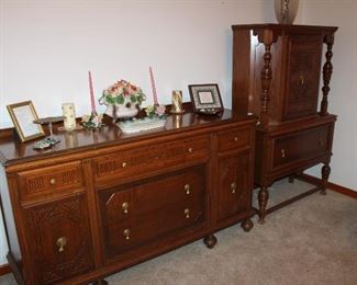 1930's (?) Jacobean Revival buffet and china cabinet