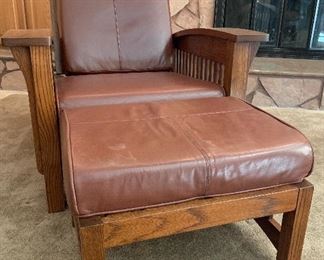 CF Kent Co Adjustable Leather Mission Style Chair w Ottoman (pair) 