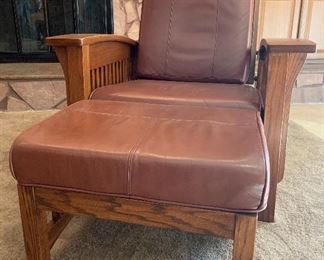 CF Kent Co Adjustable Leather Mission Style Chair w Ottoman (pair) 