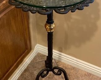 Custom Table Cast Iron Powder Coated w Glass Top