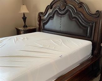 Master Bedroom Suite: Razmataz Furniture King Sleigh Bed Frame, (Mattress/BS NOT FOR SALE), Dresser, Gentleman's Chest, 2 Nightstands