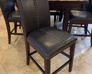 Pub Style Rectangular Dining Table w Built-in Leaf and 8 Chairs