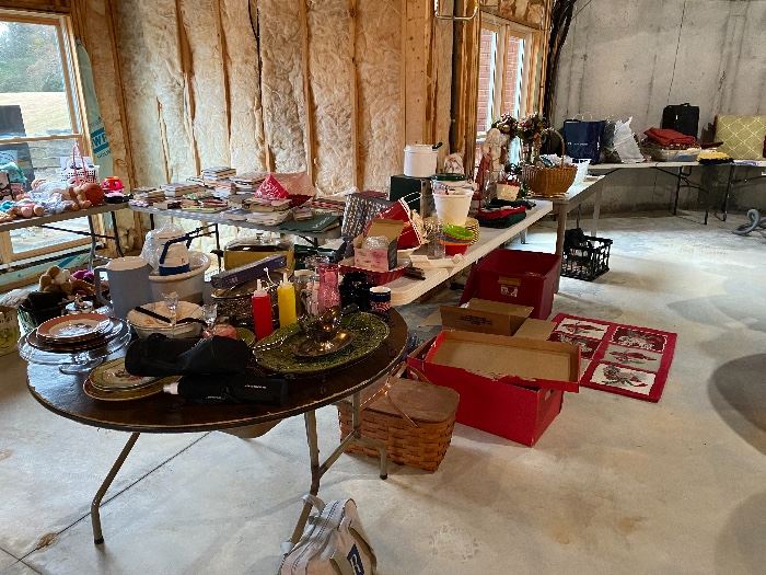 Dishes, silver, Christmas dishes and books 