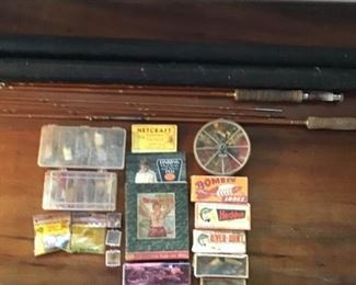 Antique Fly Fishing Rods No Reels Found, Lures, and Other Items