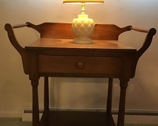 Antique Night Stand with Lamp