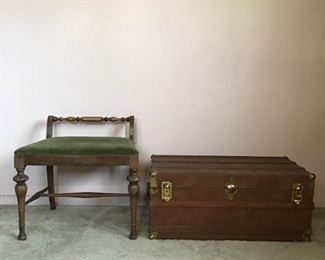 Antique Trunk and Vanity Chair