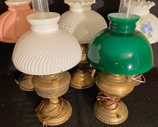 Five Vintage Hurricane Lamps