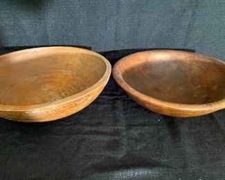 Pair Wood Dough Bowls